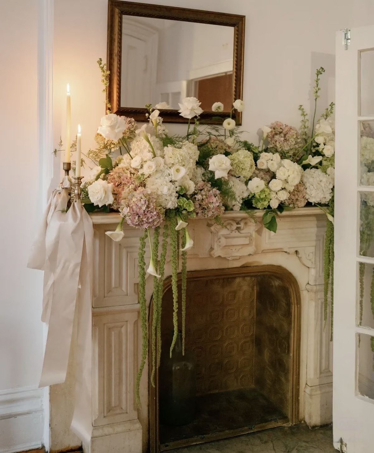 Home mantel floral arrangement