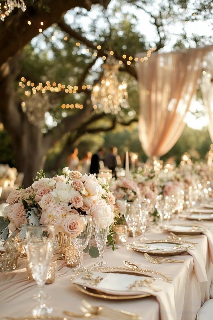 Private banquet outdoor table florals