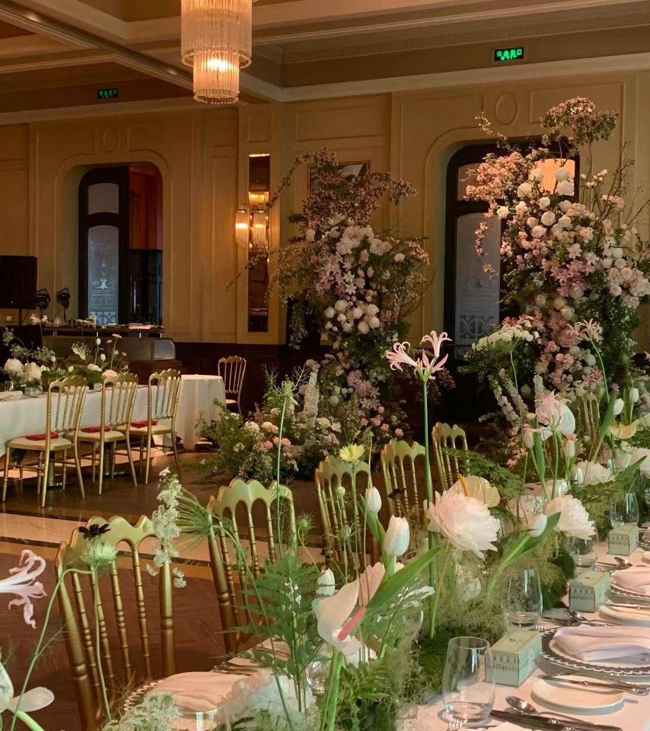 private banquet room with premium artificial floral installation