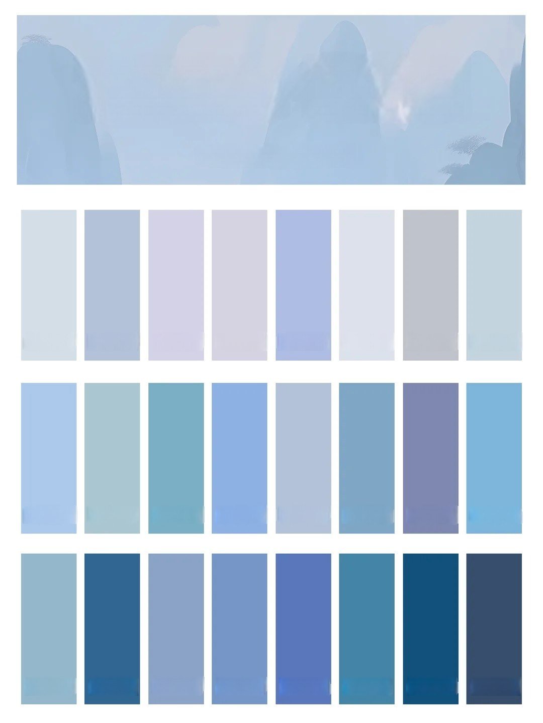 Blue Tone artificial floral color palette board