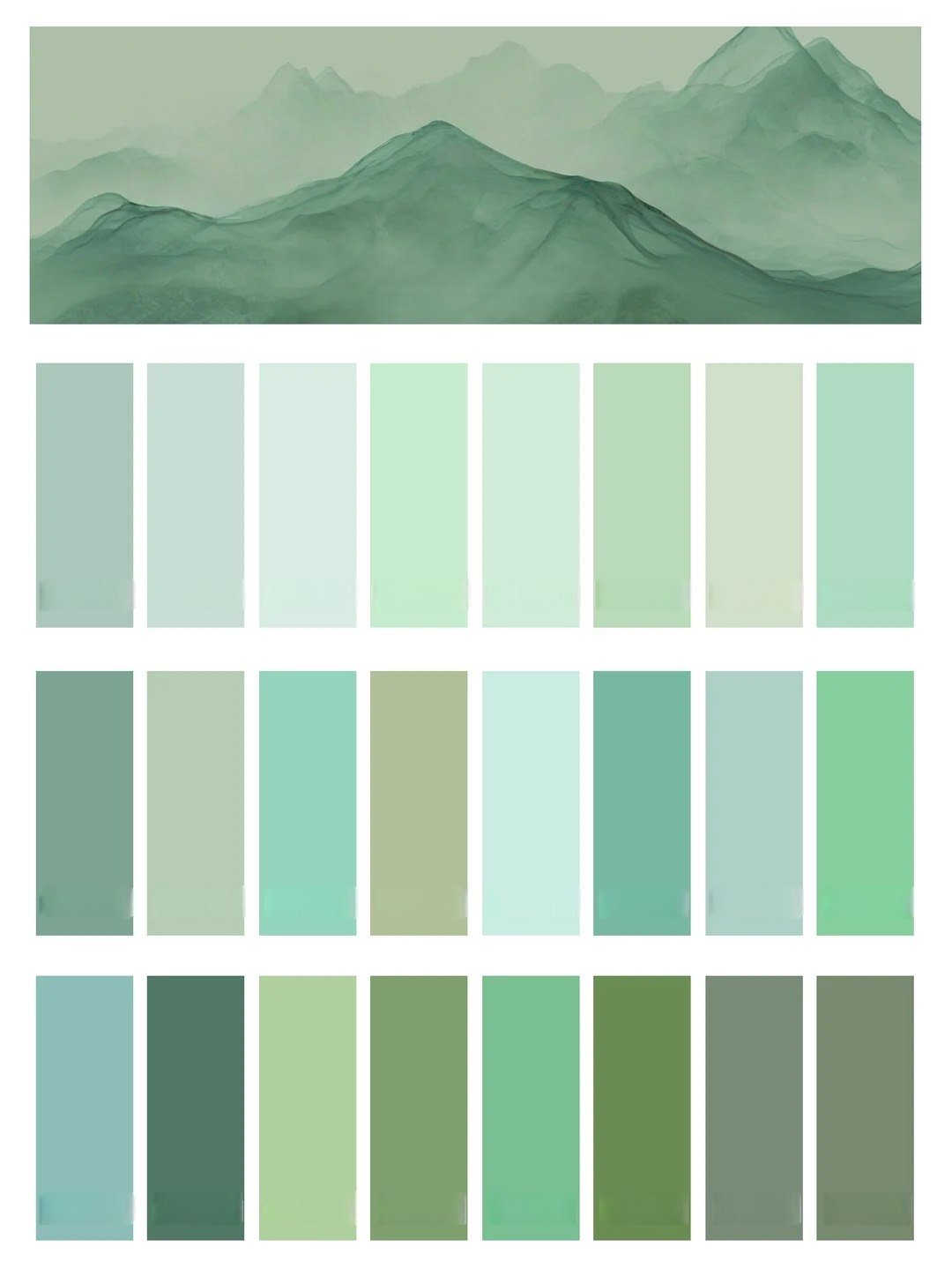 Green Tone artificial floral color palette board