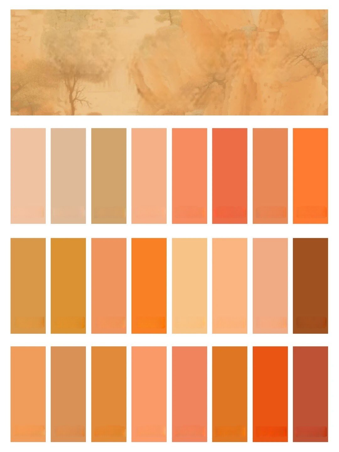 Orange Tone artificial floral color palette board
