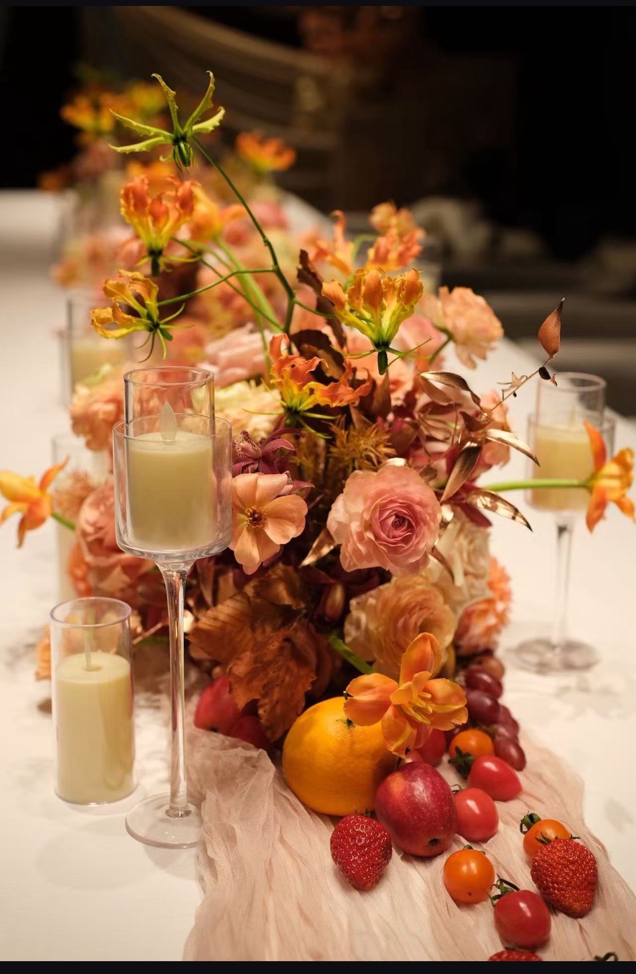Amber floral table palette artificial floral scene reference