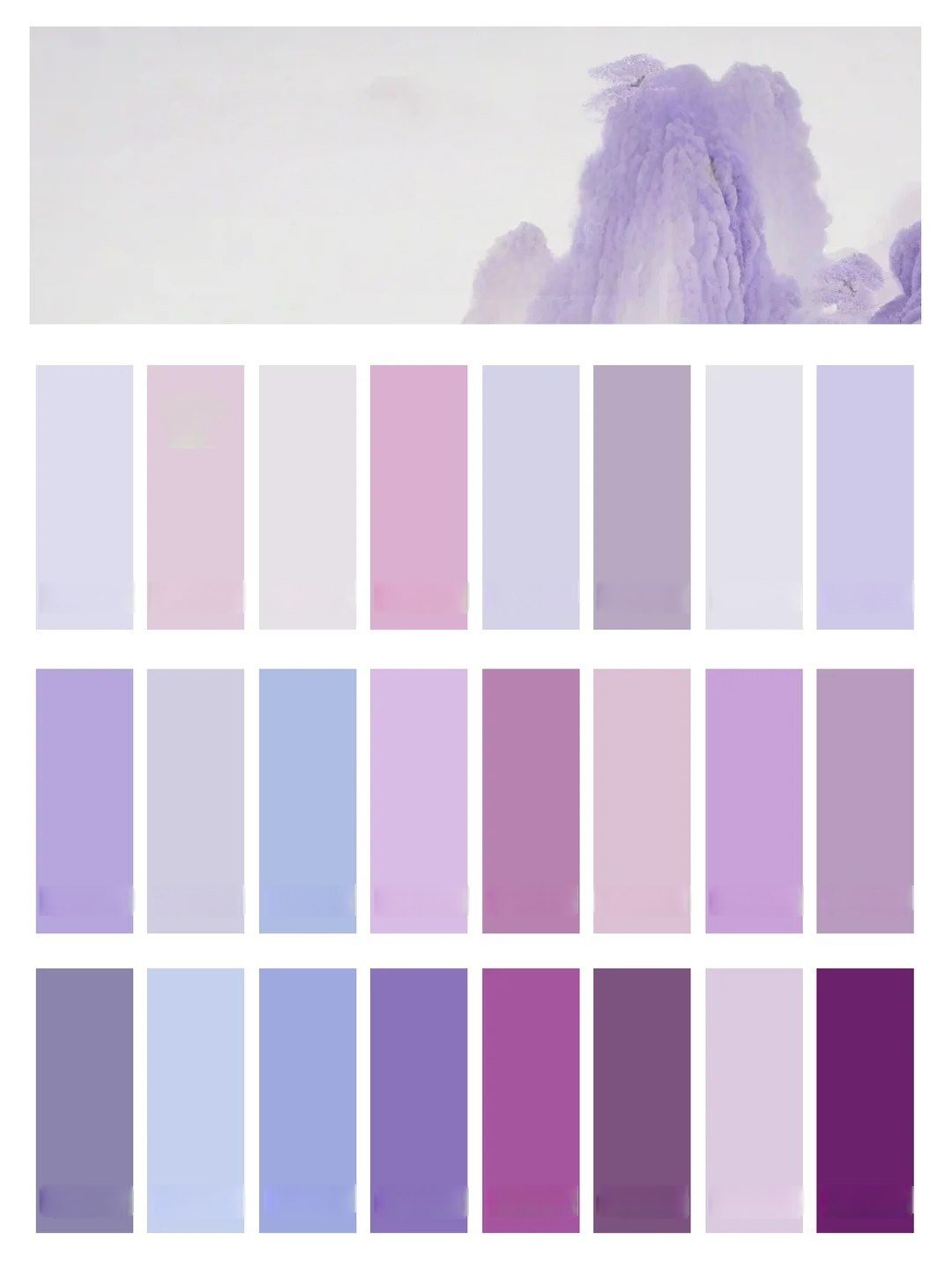 Purple Tone artificial floral color palette board