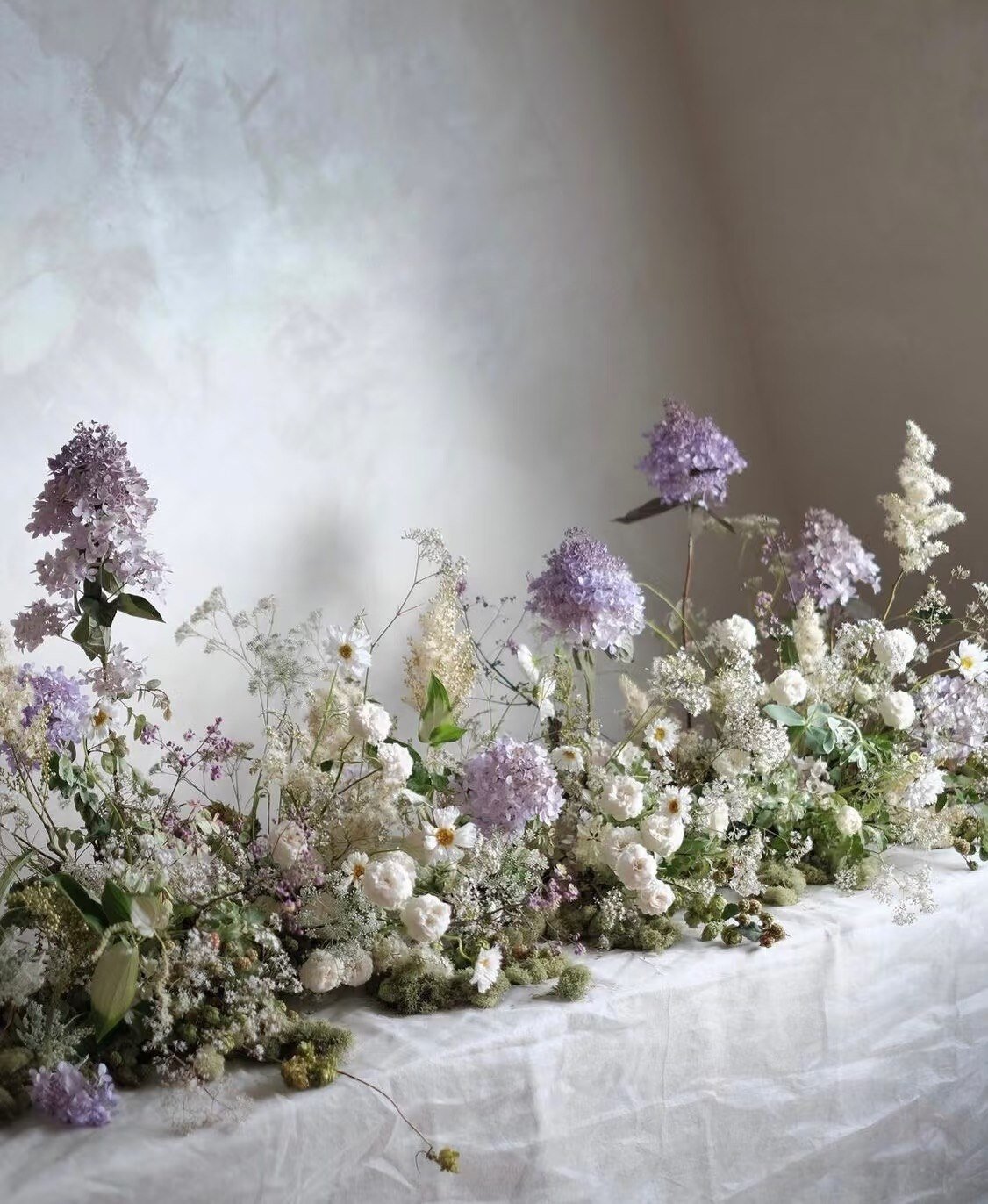 Lavender editorial palette artificial floral scene reference